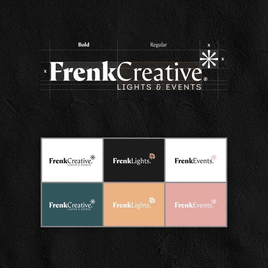 Marketing agency in Tirana designs FrenkCreative’s logo, symbolizing vibrant event solutions and innovation.