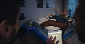 A visually captivating Television Commercial scene by BoldCrest, showcasing the innovative MagniSmarTech sleeping system. This image highlights the product's unique "Zero Gravity" feature, designed to enhance sleep quality, a testament to the agency's expertise in digital marketing in Tirana.