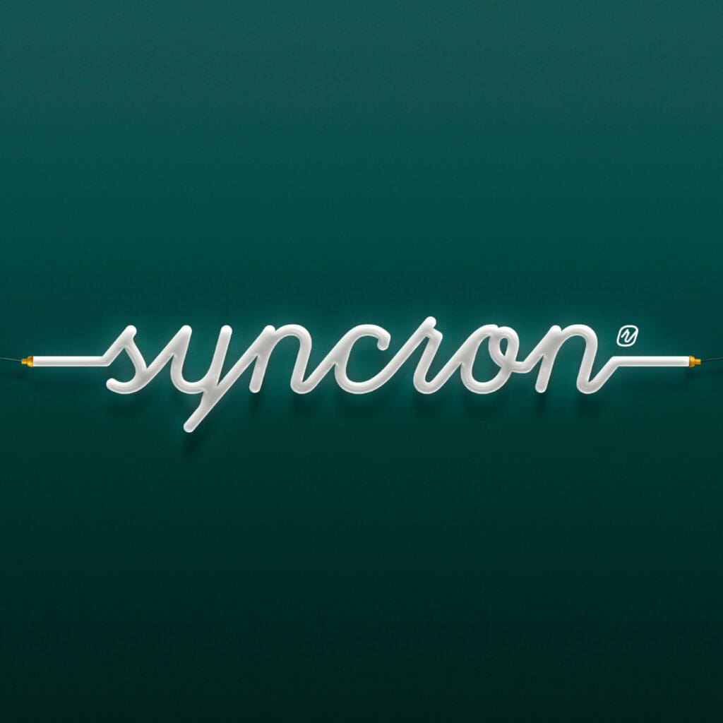 Marketing strategy agency showcases Syncron's logo, a symbol of simplicity and efficiency in the property sector.