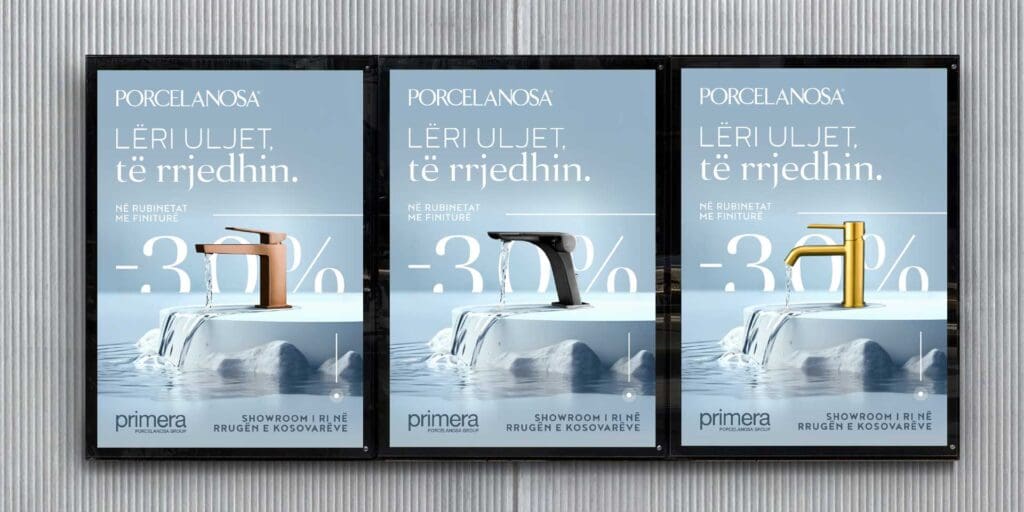 Marketing agency crafts elegant Primera posters, merging the allure of design with the persuasive power of words.