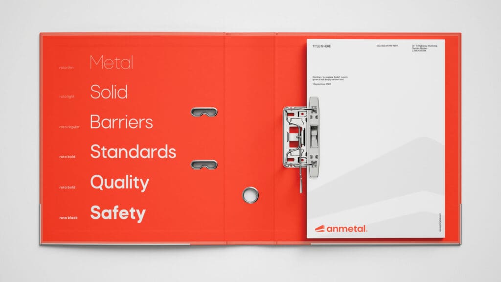 Marketing agency chooses sharp, precise typography for Anmetal, mirroring the accuracy in their metalwork.