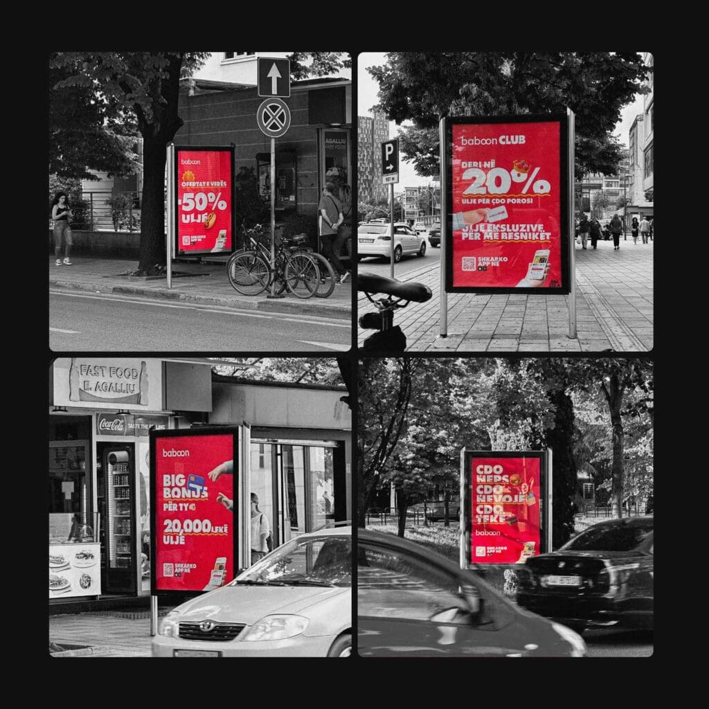 Baboon Delivery's outdoor advertising, orchestrated by a creative agency, turns cityscapes into engaging brand stories.