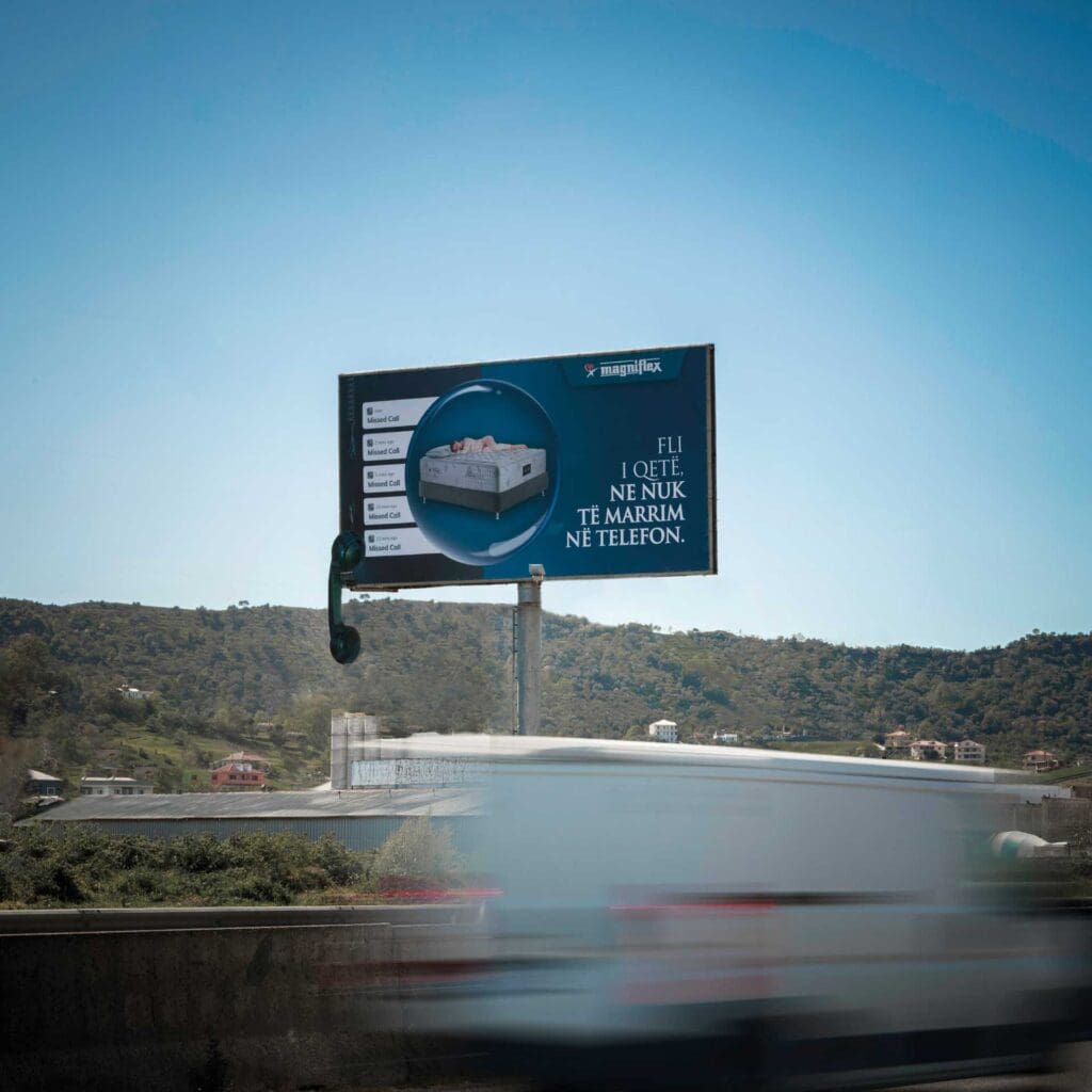 Creative brand agency designs an eye-catching billboard for Magniflex, making a bold statement on Albania's streets.