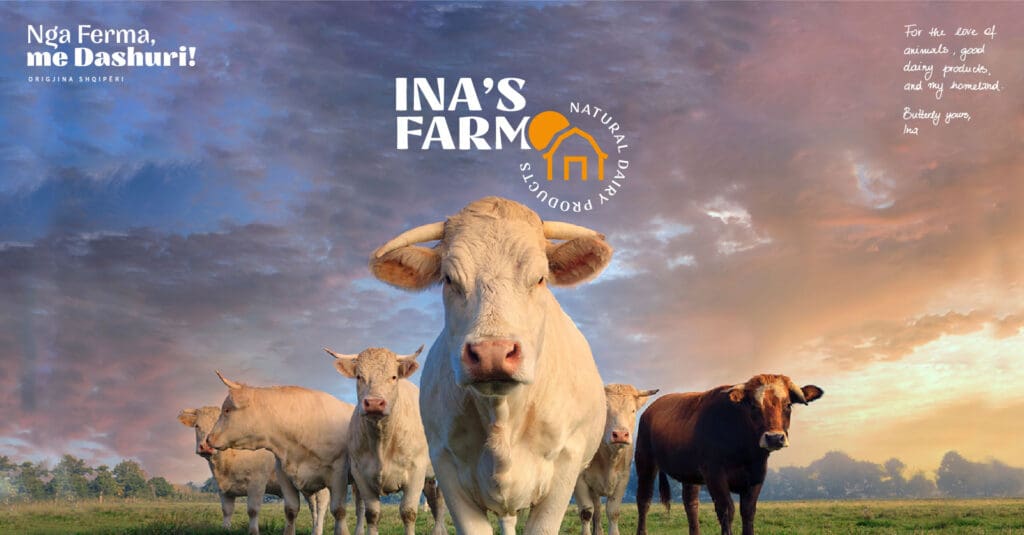 Marketing agency in Albania promotes Ina's Farm with eye-catching visuals and a fresh brand narrative.