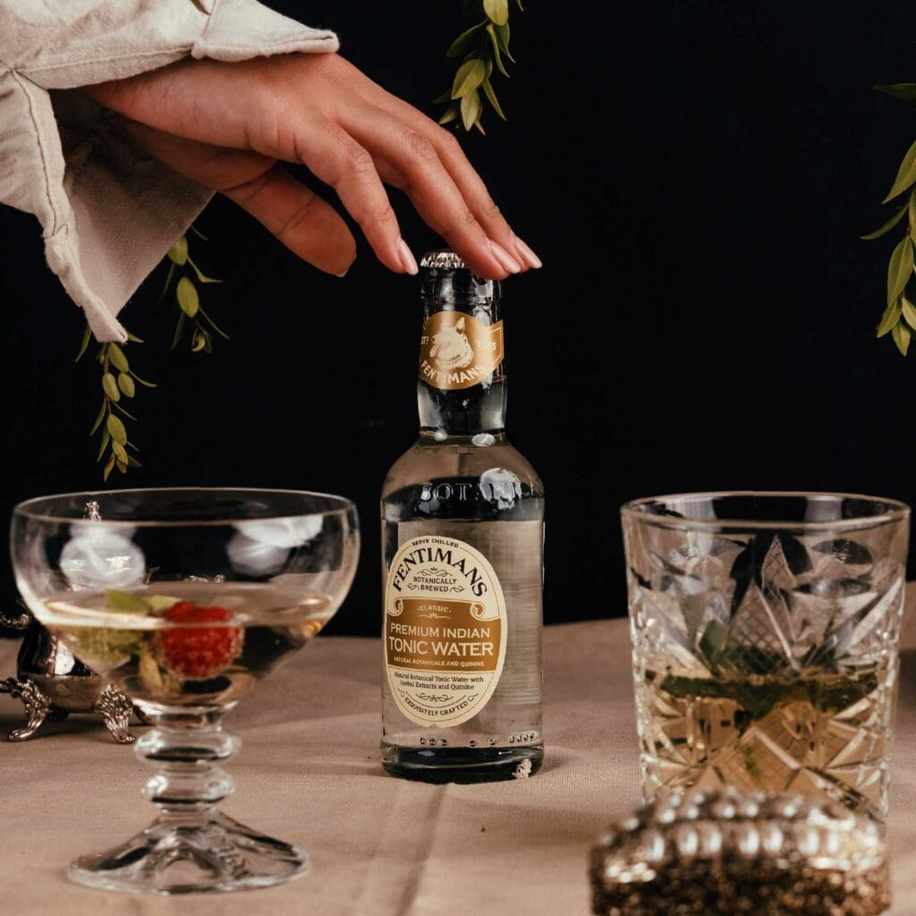 An advertising company skillfully photographs Fentimans tonic, emphasizing the brand's natural ingredients for content marketing.