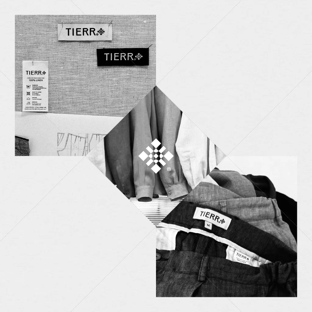 Fashion branding labels and clothing tags with modern design identity