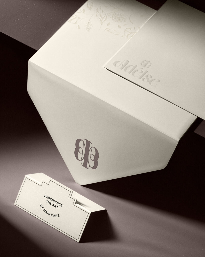 Elegant embossed stationery for Adelse® by BoldCrest, an advertising agency in Tirana specializing in branding