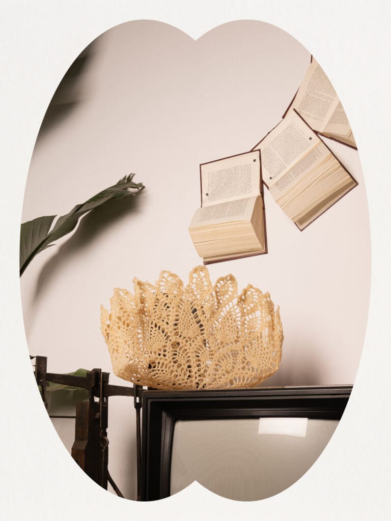 Detail shot from Alisa Dudaj editorial featuring crafted design and fashion branding