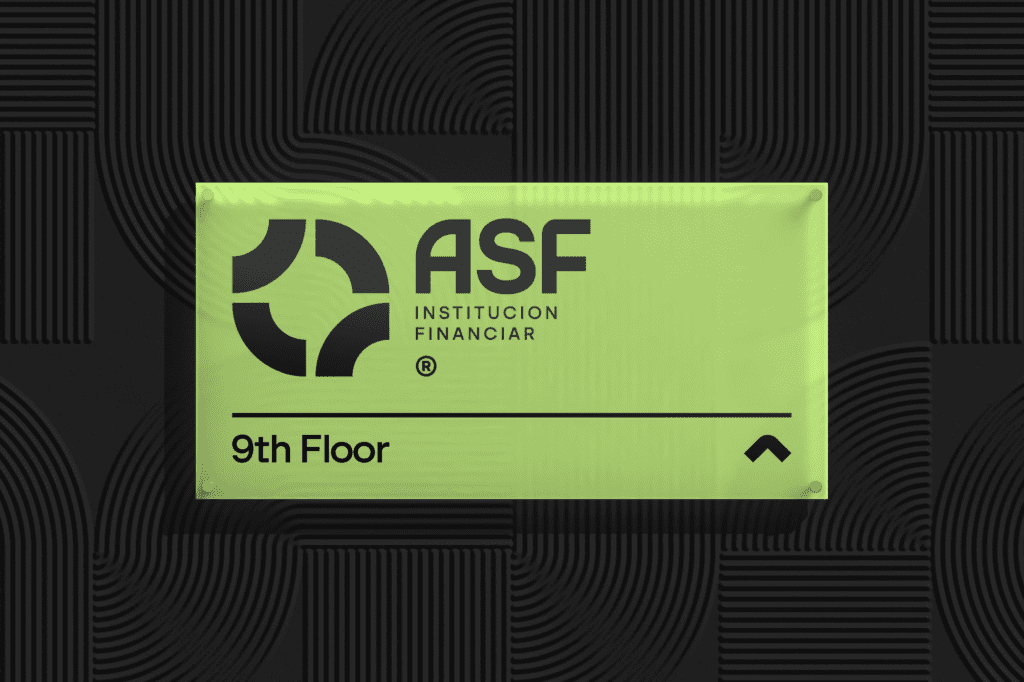 ASF office signage reflecting financial brand identity in Tirana